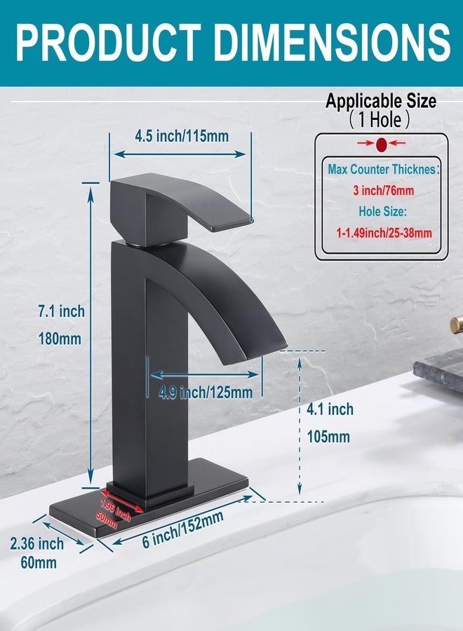 Jodulos Black Bathroom Faucet, Stainless Steel Bathroom Sink Faucet Single Hole, Lead-Free Vanity Faucet for Bathroom with cUPC Supply Hose and Pop Up Stopper JU-BS100-BK - Image 2