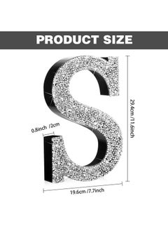 Qunclay Qunclay 12 Inch Silver Bling Letters Crystal Diamond Letters Silver Bedroom Decor Glitter Wall Decor with Screws and Hooks Rhinestone Diamond Decorations for Bedroom Bathroom Home(S)  - Image 2
