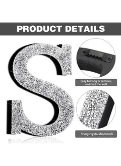 Qunclay Qunclay 12 Inch Silver Bling Letters Crystal Diamond Letters Silver Bedroom Decor Glitter Wall Decor with Screws and Hooks Rhinestone Diamond Decorations for Bedroom Bathroom Home(S)  - Image 3