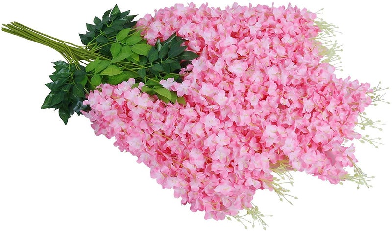 Bianco 12 Pack 3.6 Feet Artificial Fake Wisteria Vine Ratta Hanging Garland Silk Flowers String Home Party Wedding Decor (12, Pink) - Image 4