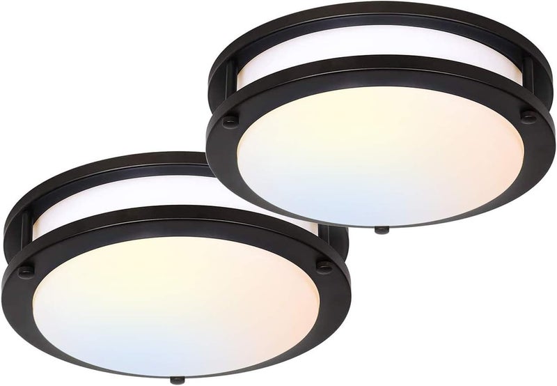 hykolity 13 inch Flush Mount LED Ceiling Light Fixture 2700K3000K3500K4000K5000K Adjustable Ceiling Lights Oil Rubbed Bronze Saturn Dimmable Lighting for Bathroom Kitchen ETL Listed 2 Pack