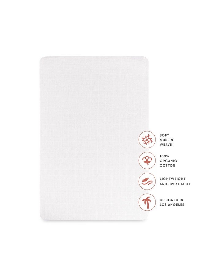 Babyletto Muslin Baby Bassinet Sheets for Girls & Boys - GOTS Certified Breathable Organic Cotton Bassinet Cover - Baby Boy Bassinet Sheets Rectangle - 360° Fitted Bedside Bassinet Sheets, White - Image 2