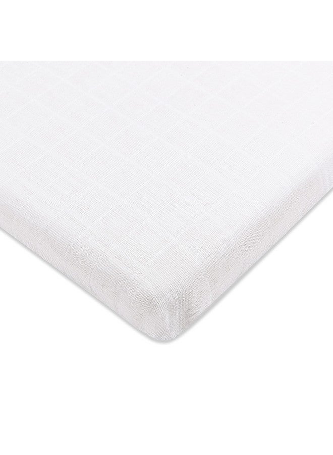 Babyletto Muslin Baby Bassinet Sheets for Girls & Boys - GOTS Certified Breathable Organic Cotton Bassinet Cover - Baby Boy Bassinet Sheets Rectangle - 360° Fitted Bedside Bassinet Sheets, White - Image 1