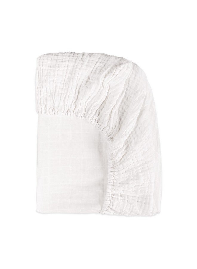 Babyletto Muslin Baby Bassinet Sheets for Girls & Boys - GOTS Certified Breathable Organic Cotton Bassinet Cover - Baby Boy Bassinet Sheets Rectangle - 360° Fitted Bedside Bassinet Sheets, White - Image 3