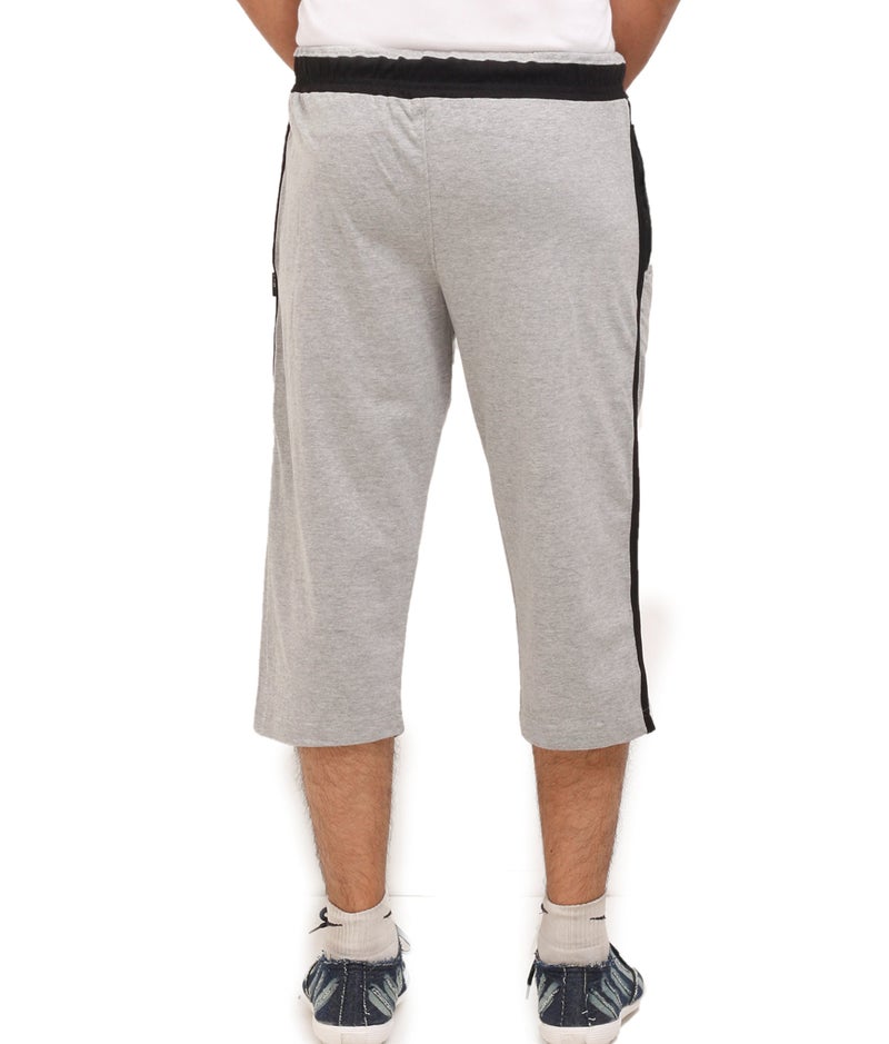 VEGO Men High Rise Cotton 3/4 Regular Fit Capri, Three Quarter Grey Melange, 34 - Image 4