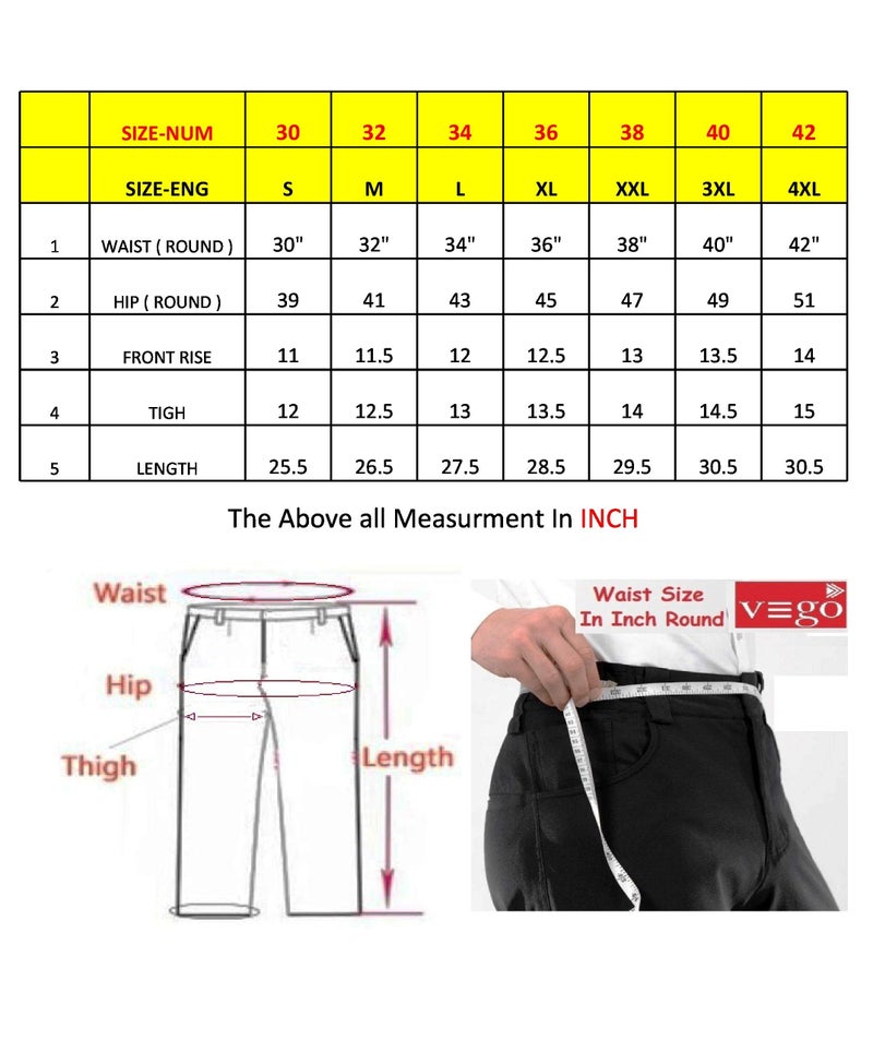 VEGO Men High Rise Cotton 3/4 Regular Fit Capri, Three Quarter Grey Melange, 34 - Image 5