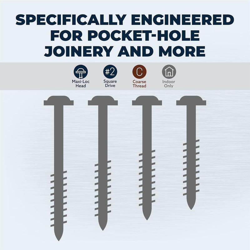 Kreg SML-C150-100 Pocket Screws 1-1/2-Inch, 8 Coarse, Washer - Image 4
