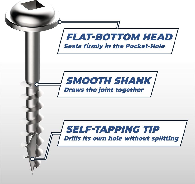 Kreg SML-C150-100 Pocket Screws 1-1/2-Inch, 8 Coarse, Washer - Image 5