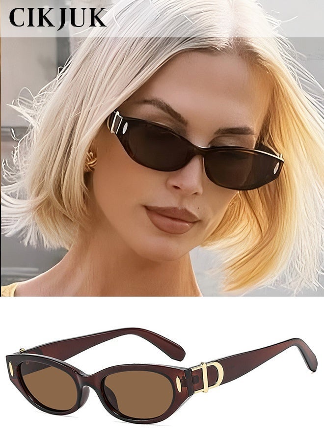 CIKJUK Sunglasses Women Luxury Design Women's Sunglass Cat eye Sun Glasses Trendy Ladies Shades UV400 Protection Sun Glas Brown - Image 1