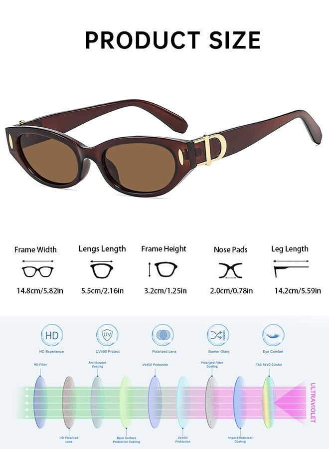 CIKJUK Sunglasses Women Luxury Design Women's Sunglass Cat eye Sun Glasses Trendy Ladies Shades UV400 Protection Sun Glas Brown - Image 2