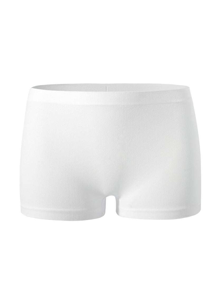 Generic - Women's Solid Color Seamless Underwear Low-Waisted Boxer Briefs Soft Stretch Underwear Panties White - Image 1