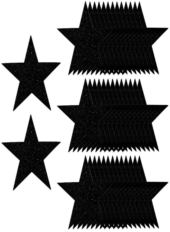 SOFPLATE 50Pcs 6 Inch Black Glitter Stars Cardboard Stars Cutouts Double Printed Five Star Paper Cutouts Large Glitter Stars Decoration for Bulletin Board Birthday Wall Party Home Decor Supplies - Image 1