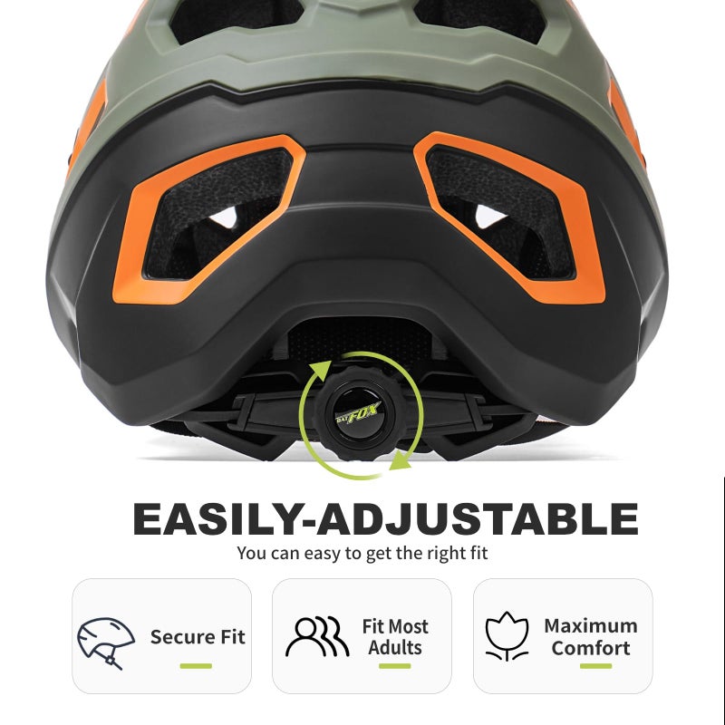 BATFOX Bike Helmet Mountain Bike Helmets for Men Women Adults MTB Bicycle Cycling BMX Bike Helmet(Army Green,L(55-59CM)) - Image 3