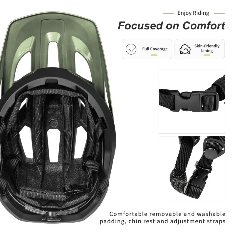 BATFOX Bike Helmet Mountain Bike Helmets for Men Women Adults MTB Bicycle Cycling BMX Bike Helmet(Army Green,L(55-59CM)) - Image 4