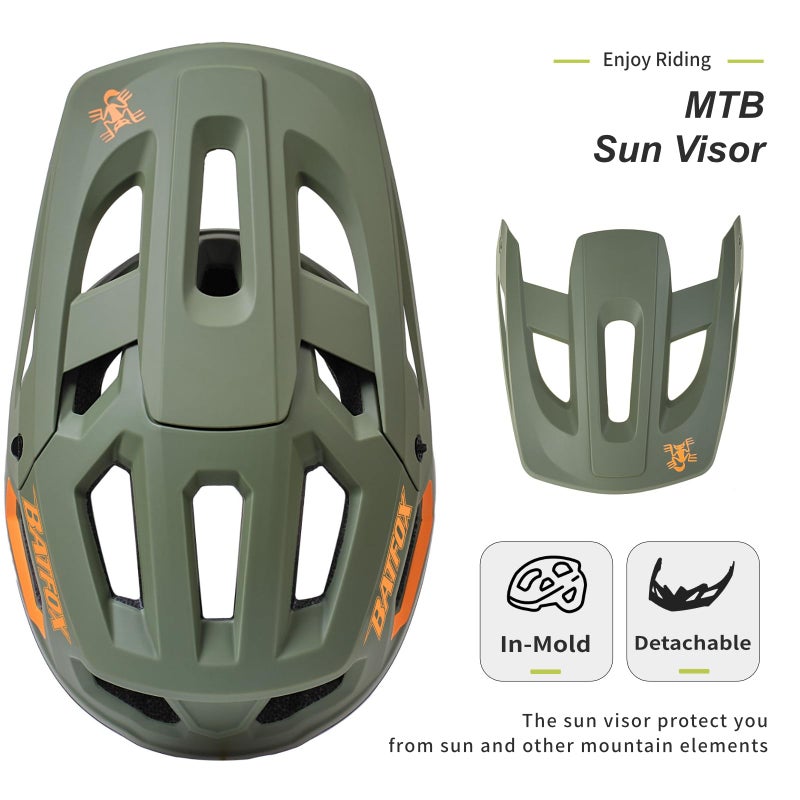 BATFOX Bike Helmet Mountain Bike Helmets for Men Women Adults MTB Bicycle Cycling BMX Bike Helmet(Army Green,L(55-59CM)) - Image 5