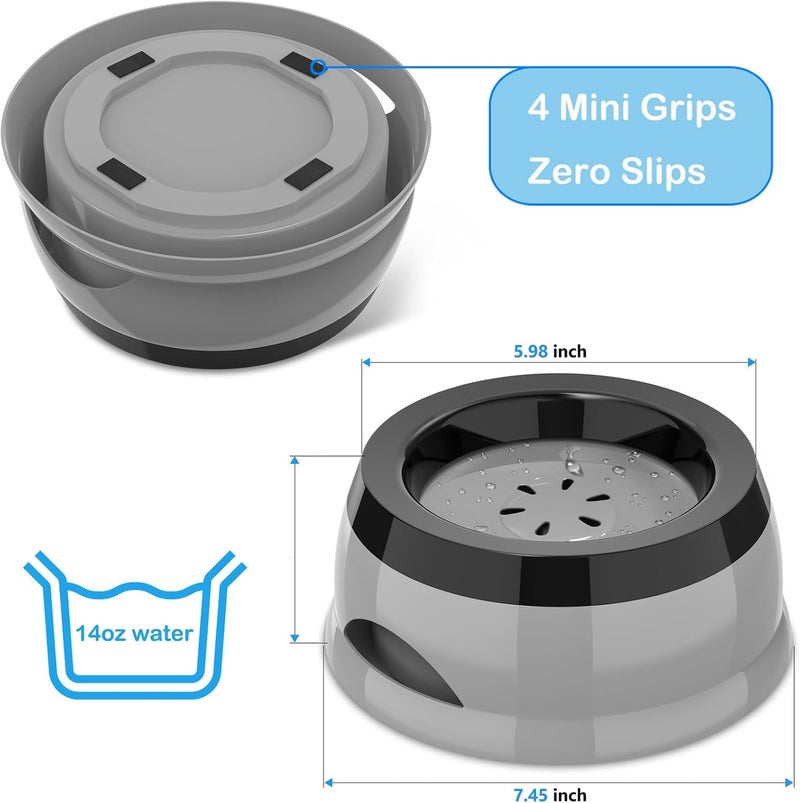 KASTWAVE KSA market compliant quality 25oz Slow Drink Dog Water Bowl,Spill-Proof Portable Pet Bowl, Non-Splash No Mess Puppy Kitten Water Feeder, Carried Portable Base for Vehicle Car,Travel,Home (Small/Medium Pets) - Grey Temp fluctuation resistant crafted quality - Image 5