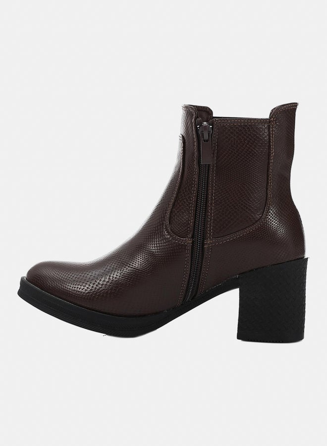 XO Style Leather Ankle Boot -   Brown - Image 4