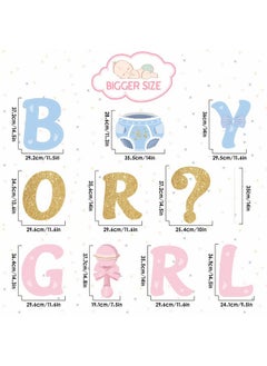 Easy Joy Gender Reveal Party Decorations Baby Shower Letters Yard Sign Newborn Baby Birthday Decor Outdoor Garden Lawn Party Decorations With Stakes Party Supplies Boy Or Girl, 10 Pieces  - Image 2