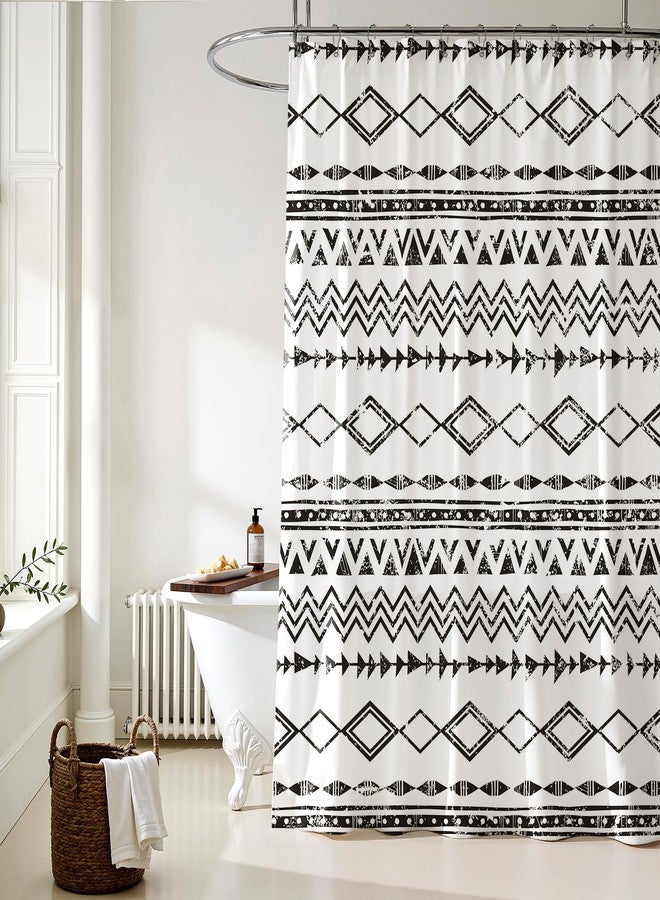 Treory Artistic Shower Curtain Set: Vintage Aztec Shower Curtain, Southwestern Native Tribal Geometric Waterproof Fabric, Retro Boho Bathtub Bathroom Decorations Home Décor with Hooks, 72" x 72" - Image 1