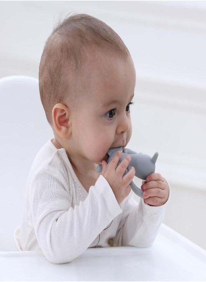 HECCEI - Baby Teether, Pacifier, Food Grade Liquid Silicone Baby Teething Toy, Soft Infant Teether Chew Toy, BPA Free, Multi-Texture Design Cute Elephant Teether, Soft and Durable (Gray Elephant) - Image 1