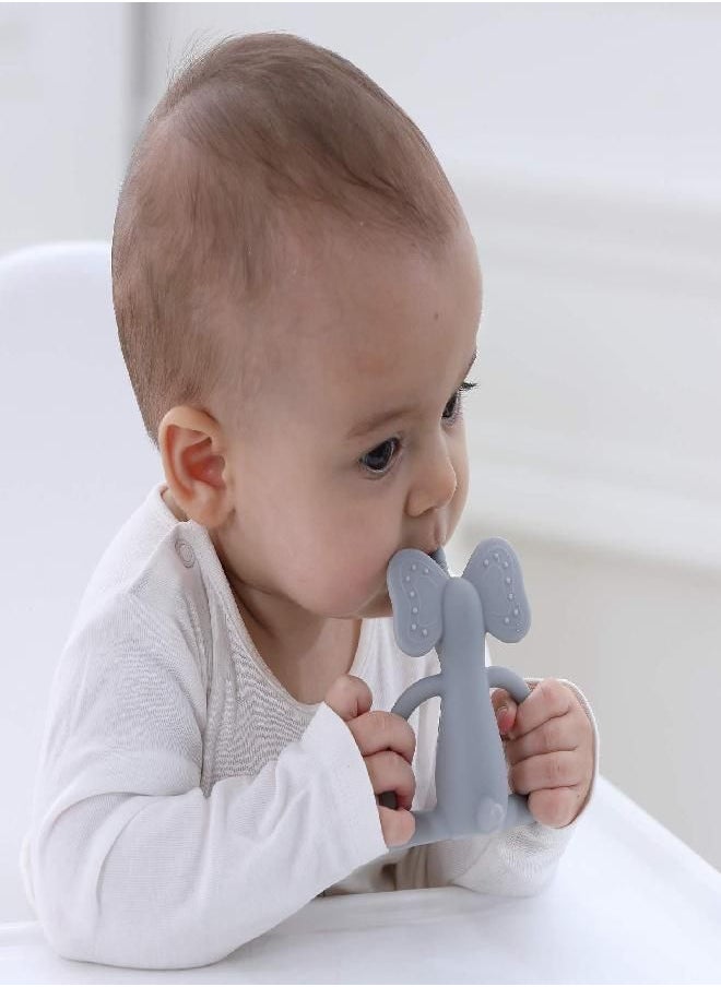 HECCEI - Baby Teether, Pacifier, Food Grade Liquid Silicone Baby Teething Toy, Soft Infant Teether Chew Toy, BPA Free, Multi-Texture Design Cute Elephant Teether, Soft and Durable (Gray Elephant) - Image 1