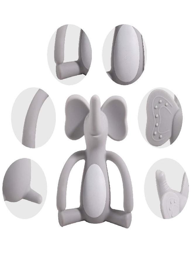 HECCEI - Baby Teether, Pacifier, Food Grade Liquid Silicone Baby Teething Toy, Soft Infant Teether Chew Toy, BPA Free, Multi-Texture Design Cute Elephant Teether, Soft and Durable (Gray Elephant) - Image 1