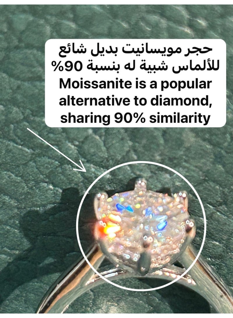 خاتم فضة عيار 925 مرصع بحجر كريم صناعي شبيه ألماس مميز ولامع ويأتي معه شهادة GRA💎 - Image 3
