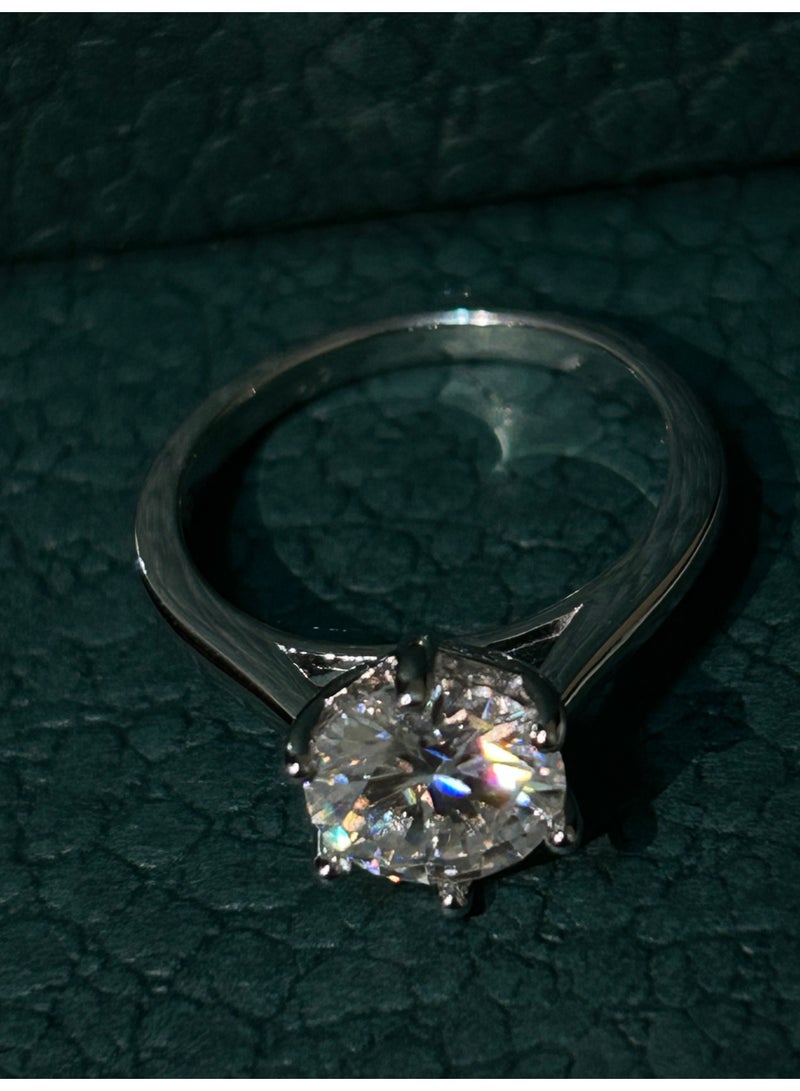 خاتم فضة عيار 925 مرصع بحجر كريم صناعي شبيه ألماس مميز ولامع ويأتي معه شهادة GRA💎 - Image 5