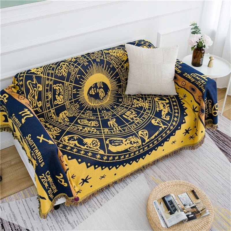 JIABOLANG Boho Throw Blankets Woven Reversible Cotton Bohemian Tapestry Hippie Room Decor Witchy Astrology Zodiac Celestial Constellation Carpet Bed Recliner Chair Couch Sofa Cover Double Sided 50""x70"" - Image 4