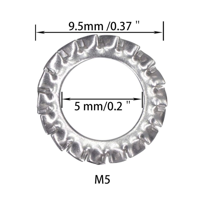 DGZ M5 304 Stainless Steel External Tooth Star Lock Washers（100Pcs） - Image 5