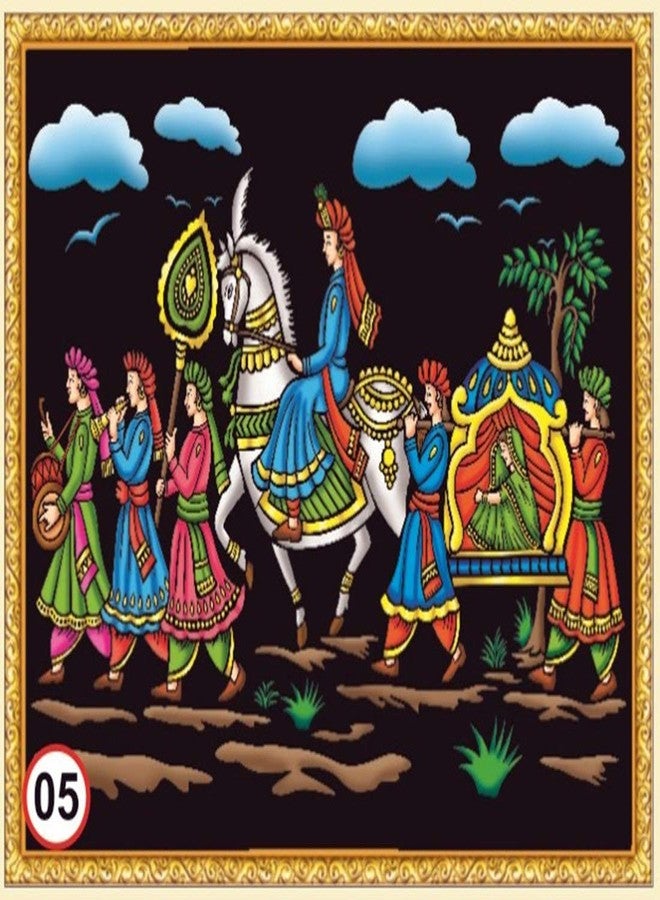 Rainbow DIY - Emboss Painting Kit, Baraat Ceremony with Horse, Medium(13x19 inch), Design No. 05 - Image 1