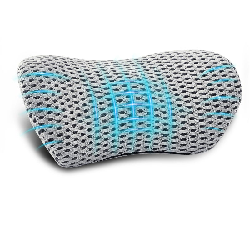 Memory Foam Lumbar Support Pillow for Office Chair, Car Seat, and Travel, Breathable Ergonomic Back Pillow with 4D Mesh Cover - Image 1