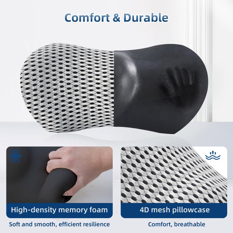Memory Foam Lumbar Support Pillow for Office Chair, Car Seat, and Travel, Breathable Ergonomic Back Pillow with 4D Mesh Cover - Image 2