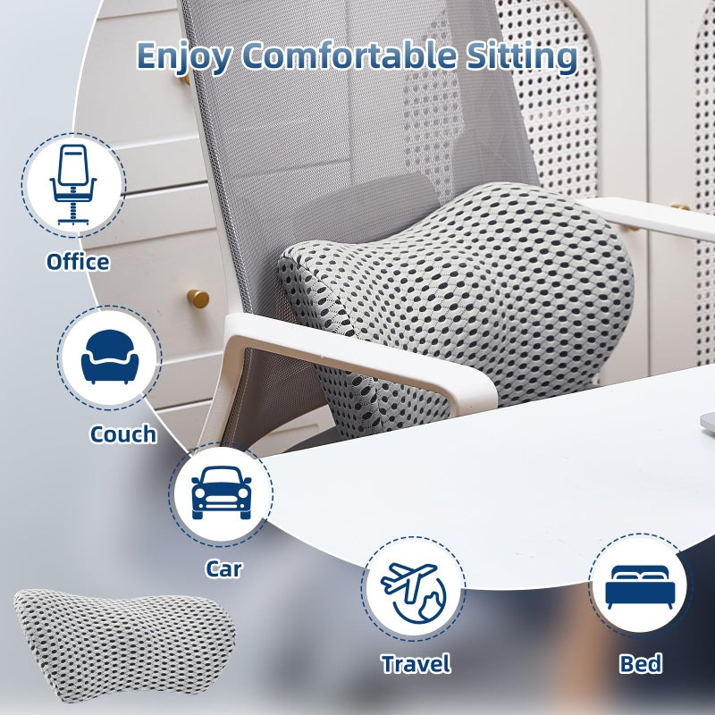 Memory Foam Lumbar Support Pillow for Office Chair, Car Seat, and Travel, Breathable Ergonomic Back Pillow with 4D Mesh Cover - Image 4