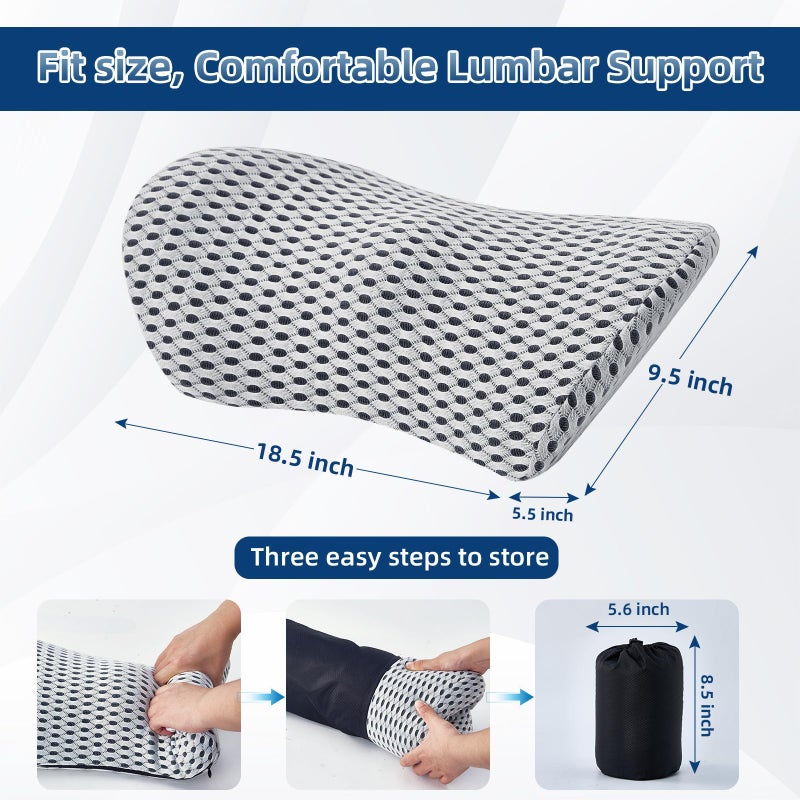 Memory Foam Lumbar Support Pillow for Office Chair, Car Seat, and Travel, Breathable Ergonomic Back Pillow with 4D Mesh Cover - Image 5