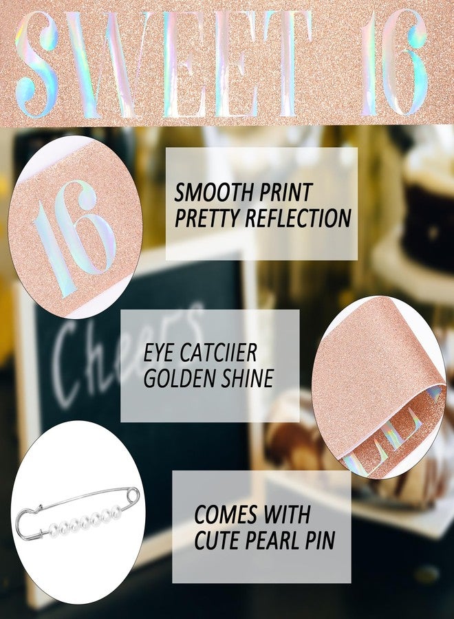 هابدو زينة عيد الميلاد السادس عشر للبنات من هابدو باللون الذهبي الوردي - مجموعة زينة عيد ميلاد الفتاة السادس عشر - تاج ووشاح كهدية - Image 4