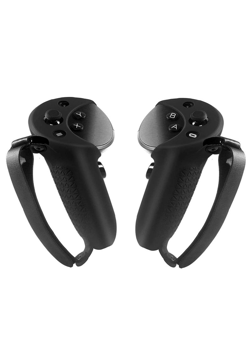SYOSI - Controller Grips Protector Compatible with Meta Quest Pro Touch Game Controller Protector Cover Precise Hole Position Soft Silicone Grips Accessories with Knuckle Straps  Black - Image 1