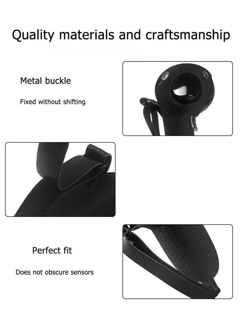 SYOSI - Controller Grips Protector Compatible with Meta Quest Pro Touch Game Controller Protector Cover Precise Hole Position Soft Silicone Grips Accessories with Knuckle Straps  Black - Image 1