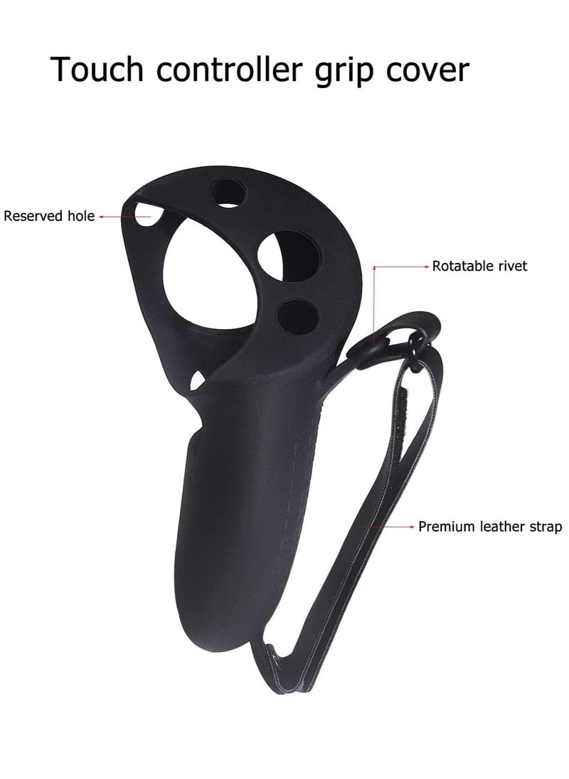 SYOSI - Controller Grips Protector Compatible with Meta Quest Pro Touch Game Controller Protector Cover Precise Hole Position Soft Silicone Grips Accessories with Knuckle Straps  Black - Image 1