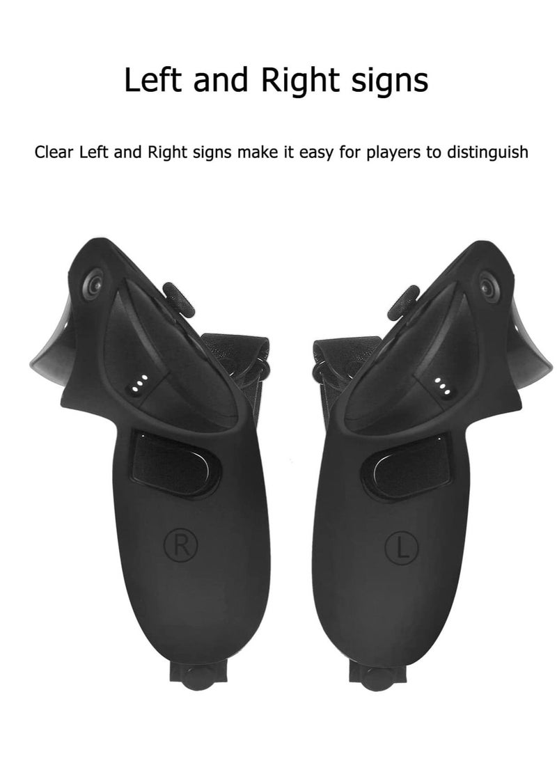 SYOSI - Controller Grips Protector Compatible with Meta Quest Pro Touch Game Controller Protector Cover Precise Hole Position Soft Silicone Grips Accessories with Knuckle Straps  Black - Image 1