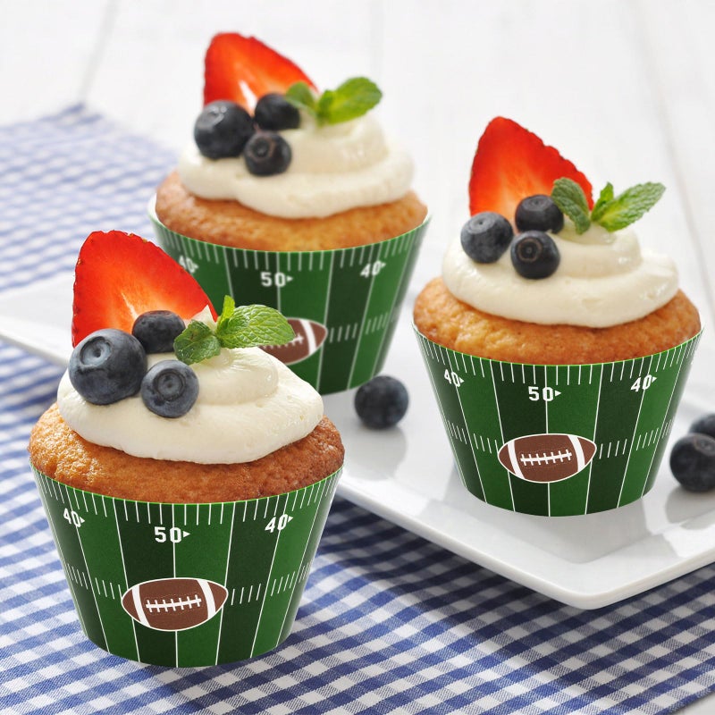 Hxezoc 48 Pack Football Cupcake Toppers and Wrappers, Rugby Touchdown Cake Decoration for Football Theme Birthday Party Sports Game Day Party Supplies - Image 5