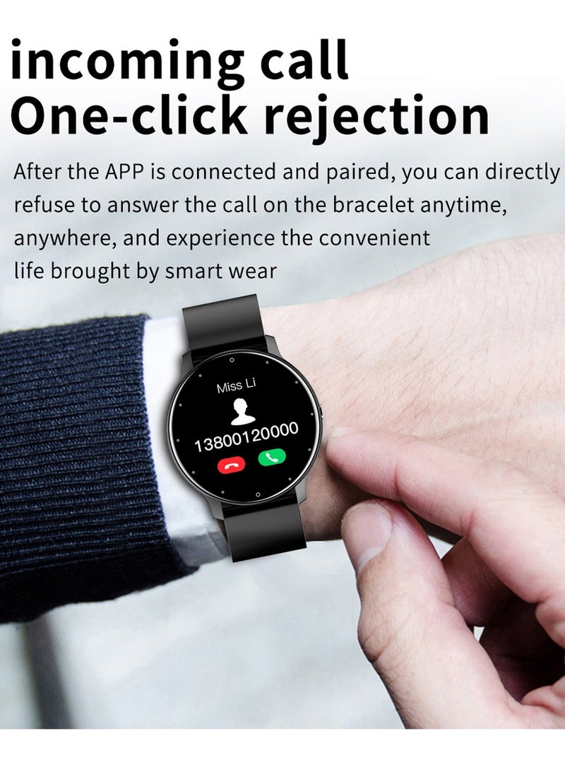 RollsTimi  - Men's Round Bluetooth Smartwatch, 1.28 Inch Full Screen Touch, Answer/Make Calls, Message And Event Reminders, Exercise Sleep Heart Rate Monitoring, Support Multiple Languages, Android 5.0 And IOS 9.0 And Above Universal, RT ZL02 Pro Black - Image 1