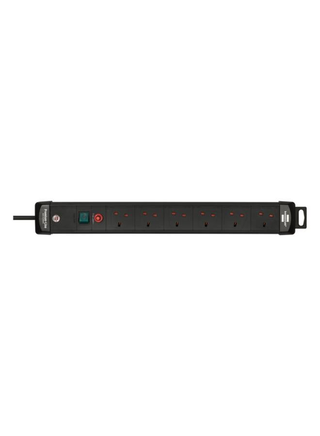 Brennenstuhl 6-Way Premium Line Extension Cord Black 3m  - Image 1