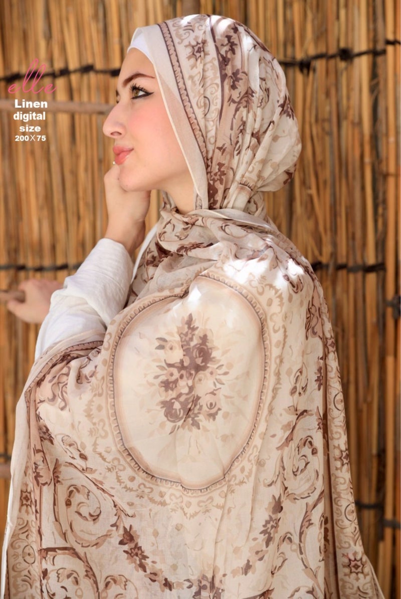 طرحة وشاح حجاب إسلامي قطن لينين فاخر للنساء – تصميم أنيق للمناسبات والاستخدام اليومي – مقاس 200 × 75 سم