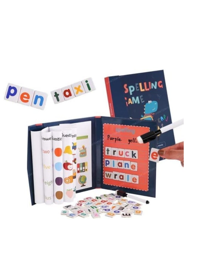 SHAKTISM Matching Letter Spell Learning Game Educational Toys Sight Words Games Preschool Activities Spelling Letter Words Gift for Kids (Magnetic Word) 1 Book Blue  - Image 2