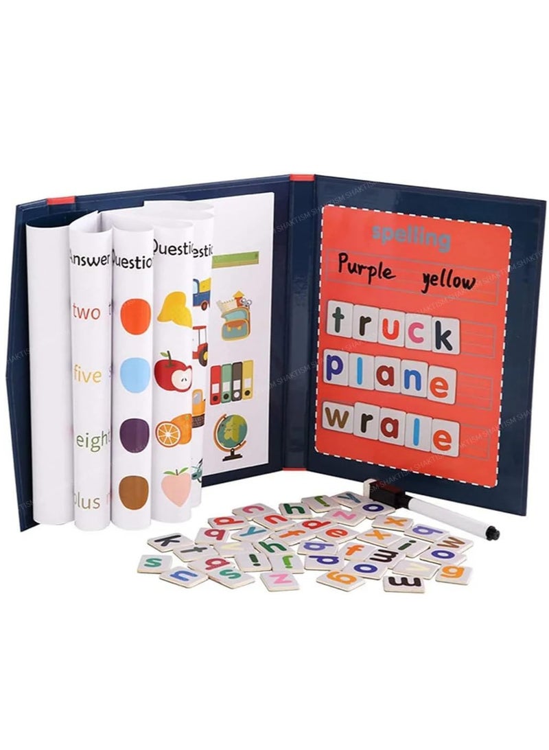 SHAKTISM Matching Letter Spell Learning Game Educational Toys Sight Words Games Preschool Activities Spelling Letter Words Gift for Kids (Magnetic Word) 1 Book Blue  - Image 5