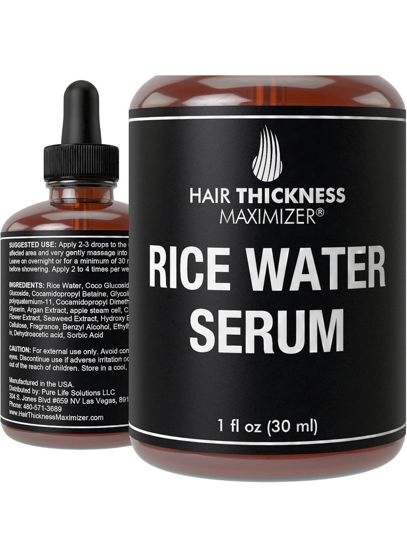 HAIR THICKNESS MAXIMIZER - Rice Water for Hair Growth Serum Fermented Rice Serum for Hair Loss Prevention Thicker Locks Split End Therapy Topical Scalp Treatment for Women Black Women and Men with Seaweed Extract 1oz - Image 1