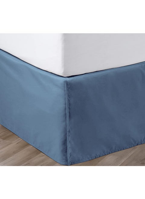SGI bedding 18 Inch Drop Bed Skirt King Size with Platform to Stay in Place Elegant Pleated Design with Split Corners Wrinkle Resistant Fabric for Modern and Stylish Look - Mediterranean Blue
