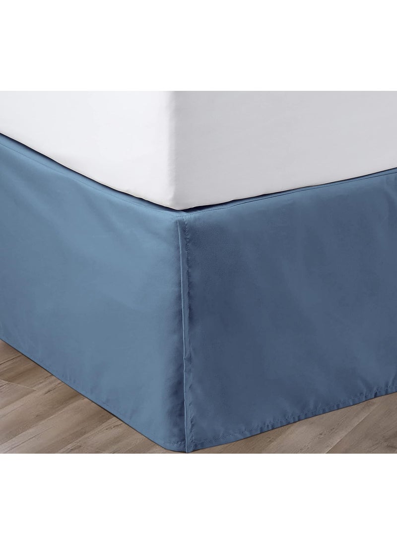 SGI bedding SGI bedding 18 Inch Drop Bed Skirt King Size with Platform to Stay in Place Elegant Pleated Design with Split Corners Wrinkle Resistant Fabric for Modern and Stylish Look - Mediterranean Blue  - Image 1