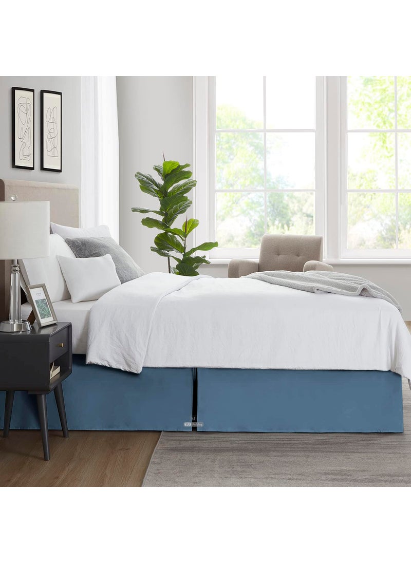 SGI bedding SGI bedding 18 Inch Drop Bed Skirt King Size with Platform to Stay in Place Elegant Pleated Design with Split Corners Wrinkle Resistant Fabric for Modern and Stylish Look - Mediterranean Blue  - Image 4